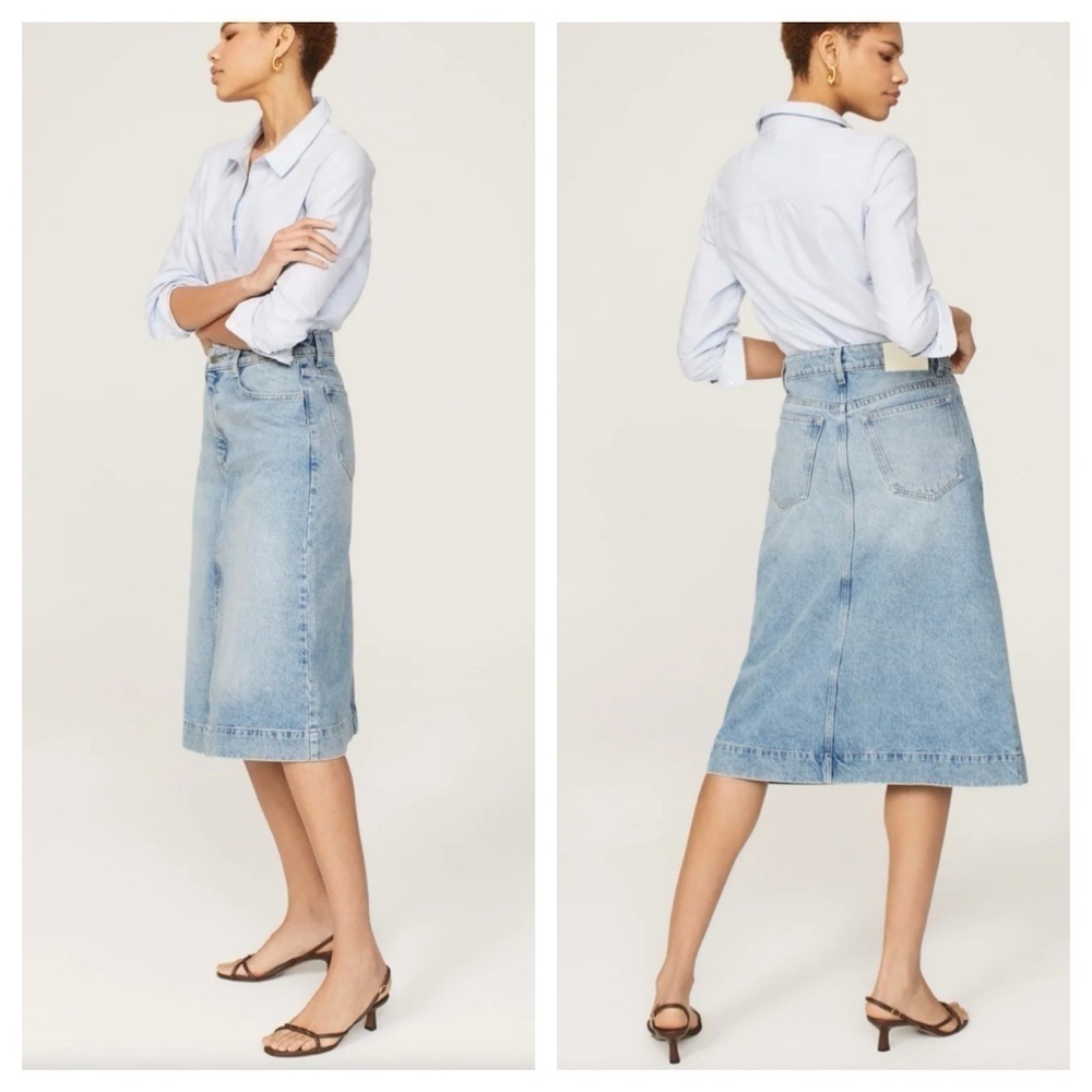 DL1961 Womens Alma Slit Hem Midi A-Line Skirt NWT size 25